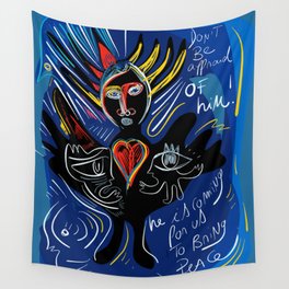 Black Angel Hope and Peace for All Street Art Graffiti Wall Tapestry