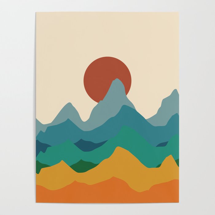 Mid Century Modern Scandinavian Landscape Art Poster by mizanrahman