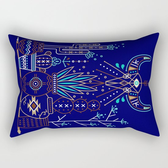 Santa Fe Garden – Navy Rectangular Pillow