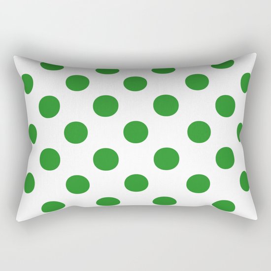 Polka Dots (Forest Green/White) Rectangular Pillow