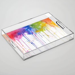 Rainbow Color Burst 2 - Watercolor  #Society6 Acrylic Tray