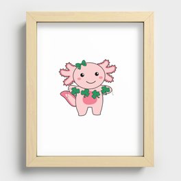 Axolotl With Shamrocks Cute Animals For Luck Recessed Framed Print