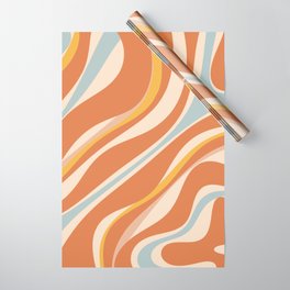Trippy Dream Abstract Pattern Ice Blue Mustard Apricot Cream  Wrapping Paper