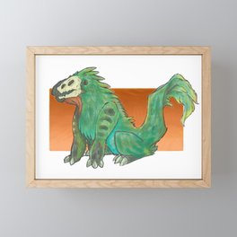 A Feathery Green Monster Framed Mini Art Print