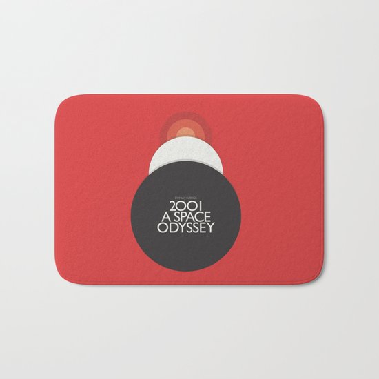 2001 A Space Odyssey - Stanley Kubrick movie Poster, Red Version Bath Mat
