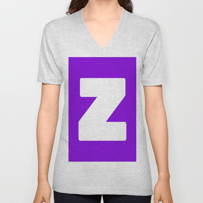 Z (White & Violet Letter) V Neck T Shirt