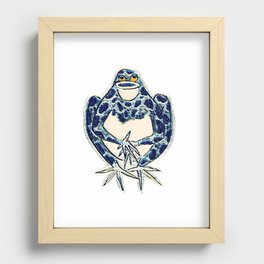 Anime blue waves frog cottage core digital drawing Recessed Framed Print