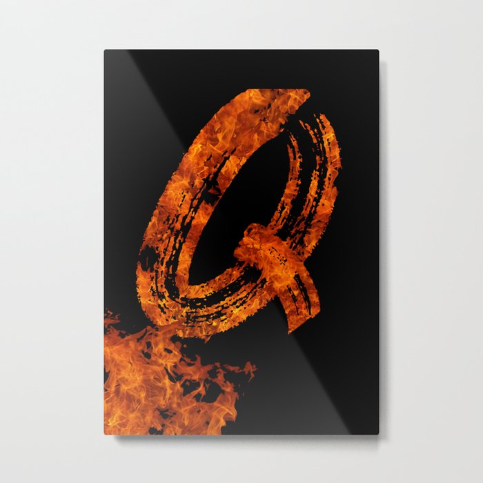 Burning on Fire Letter Q Metal Print