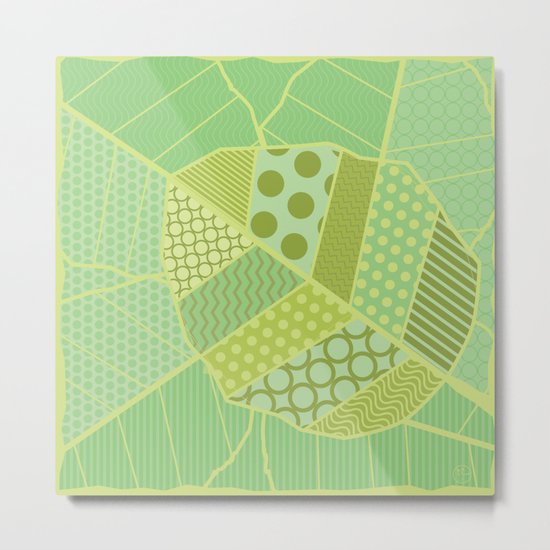 The Unique One (Green Patterned Leaf Patchwork) Metal Print