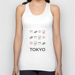 Tokyo Retro Art Vacations Boho Decor Modern Decor Light Pink Illustration Unisex Tank Top