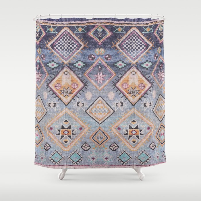 Traditional Vintage Moroccan Berber Rug A Shower Curtain