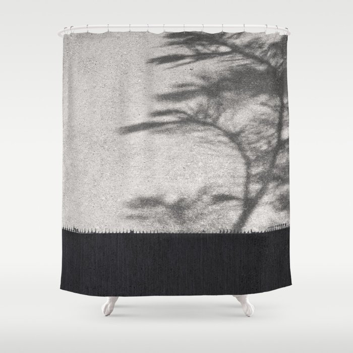 Grey Tree Branch Shadows And Texture Shower Curtain