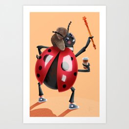 Cutie Bug with Coffee and Scepter Art Print