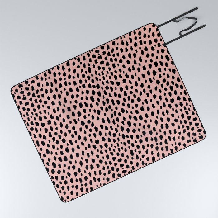 Pink and Black Dalmatian Spots (black/pink) Picnic Blanket