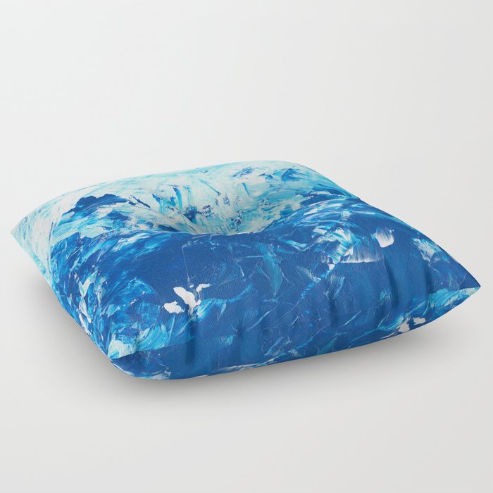 Abstract Blue Brushstrokes Painting Floor Pillow