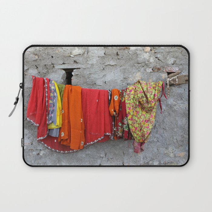 India colorful Clothes on Rope Laptop Sleeve