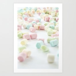 Cotton candy pastel mini marshmallows art print - sweet kids candy food photography Art Print