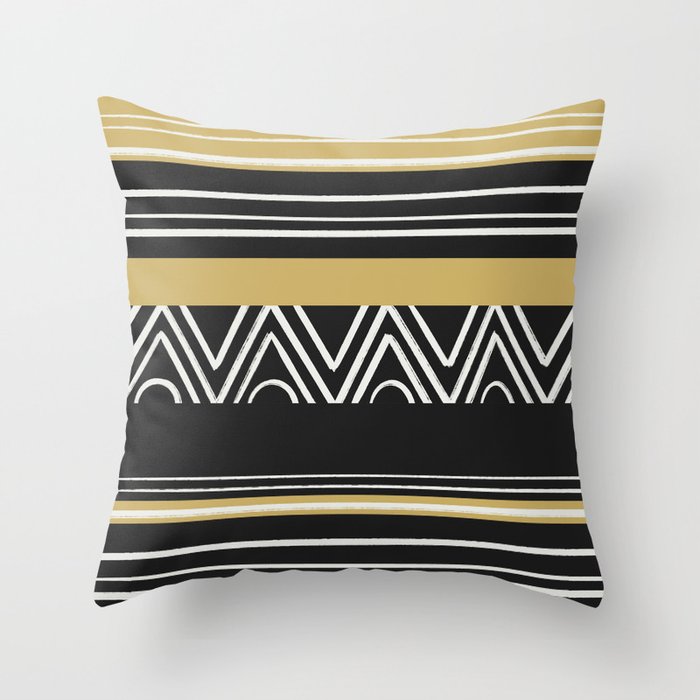 Yellow African Striped Pattern  Throw Pillow