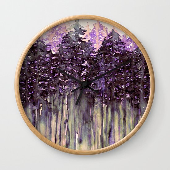 Northwest Vibes Colorful Watercolor Painting Forest Trees Violet