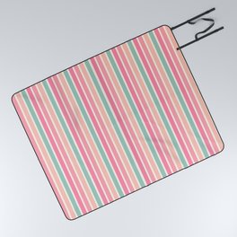 Colorful Retro Fun 90s Striped Pattern Picnic Blanket
