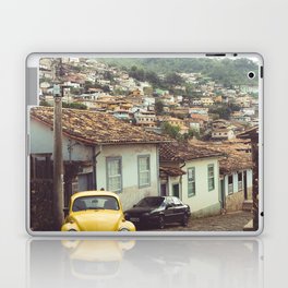 Brazil Photography - Old Street With An Old Yellow Car Laptop Skin