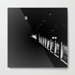 Bridge, Lights, Moon in low key - Fine Art Photography Metal Print