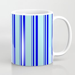 [ Thumbnail: Blue and Turquoise Colored Lines Pattern Coffee Mug ]