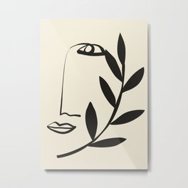 Abstract Face 7a Metal Print | Shapes, Sketch, Digital, Illustration, Minimalist, Simple, Abstract, Drawing, Line Art, Plant 
