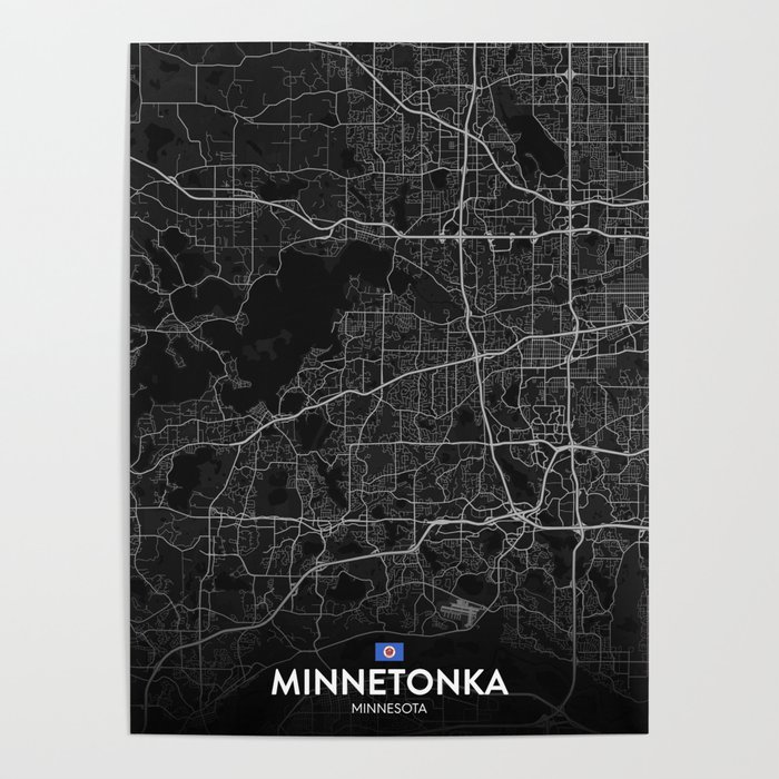Minnetonka, Minnesota, United States - Dark City Map Poster