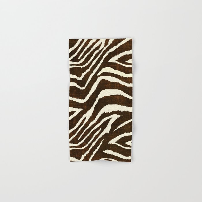 Animal Print Zebra In Winter Brown And Beige Hand Bath Towel By Animal Print Zebra In Winter Brown And Beige Hand Bath Towel