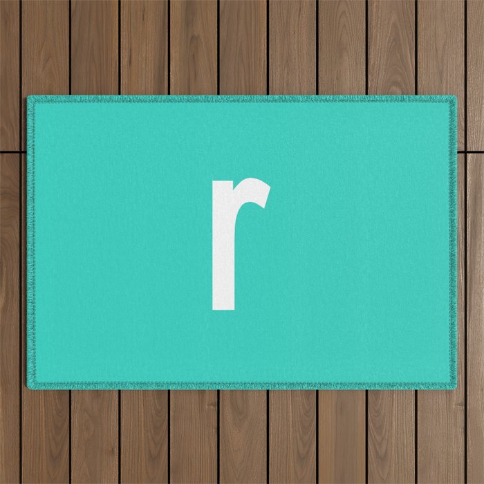LETTER r (WHITE-TURQUOISE) Outdoor Rug