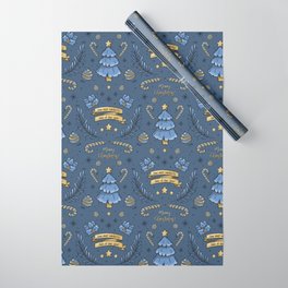 Gold & Blue Christmas Wrapping Paper