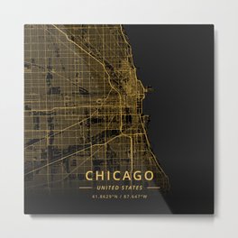 Chicago, United States - Gold Metal Print