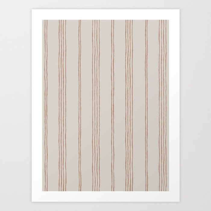 Boho Stripe Pattern Soft Clay On Beige Art Print