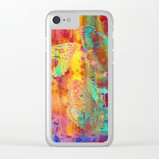Colorful Butterfles Q Clear iPhone Case