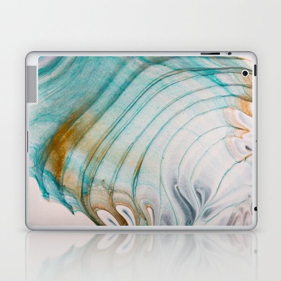 teal gold and white acrylic waves Laptop & iPad Skin