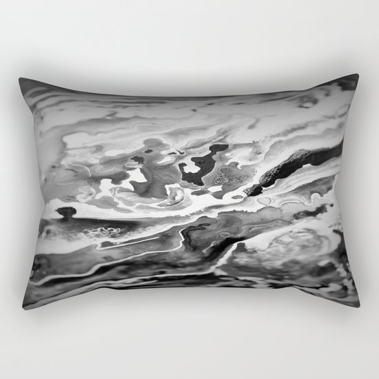 Deep Sea Black Focus Marble Rectangular Pillow