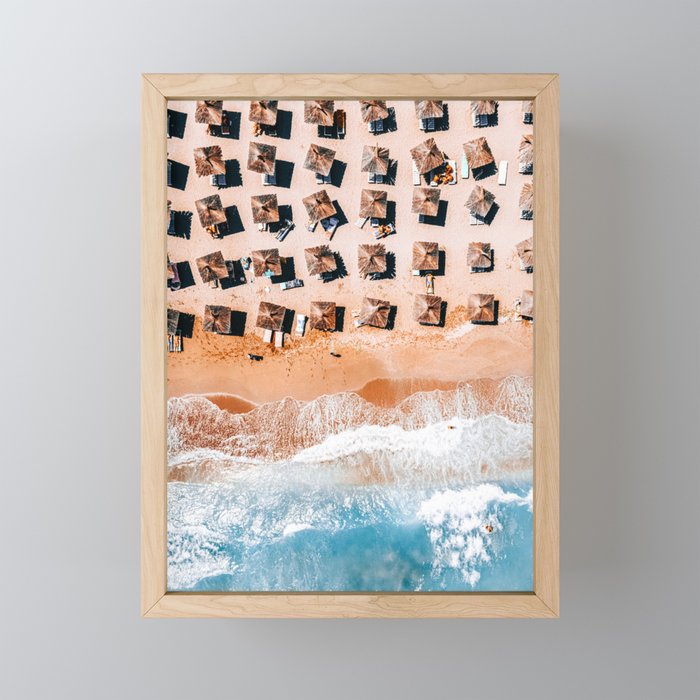 Ocean Summer Print, Aerial Beach Print, Blue Teal Turquoise Sea, Australia Wall Decor, Aerial Beach Print, Beach Photography Framed Mini Art Print