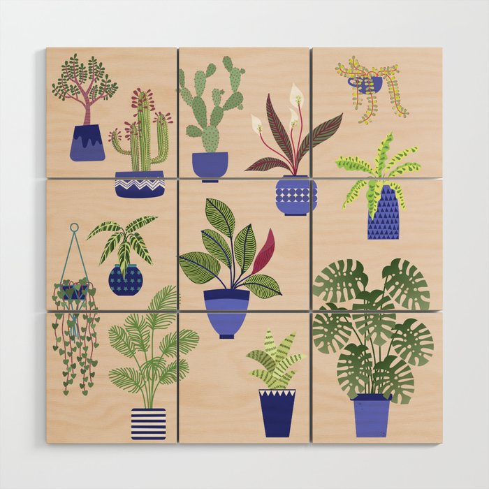 Houseplants Succulents and Cacti Wood Wall Art