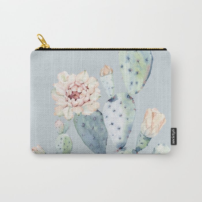 Prettiest Rose Cactus Blue Carry-All Pouch