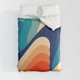 Retro 70s and 80s Abstract Art Mid-Century Waves  Comforter