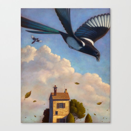 Watching magpies Canvas Print