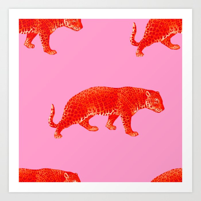 Vintage Cheetahs in Coral + Red Kunstdrucke Vintage Cheetahs in Coral + Red Kunstdrucke