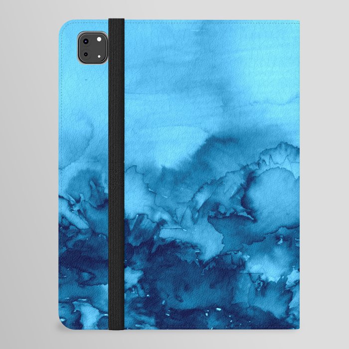 INTO ETERNITY, TURQUOISE Colorful Aqua Blue Watercolor Painting Abstract Art Floral Landscape Nature iPad Folio Case