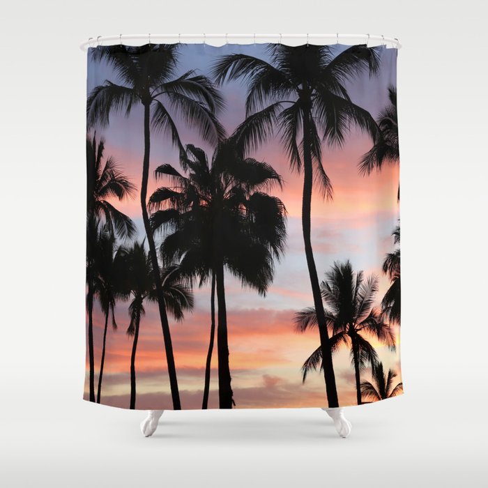 Tropical Palm Trees Sunset in Mexico Shower Curtain