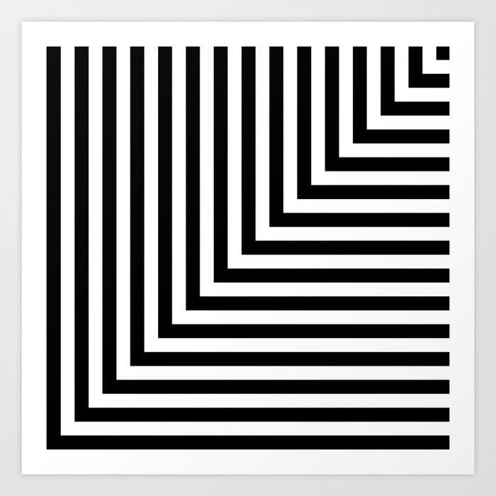 Black and White L Stripes //  pencilmeinstationery.com Art Print