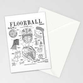 Floorball Player Stick Goalie Sport Vintage Patent Print Stationery Card