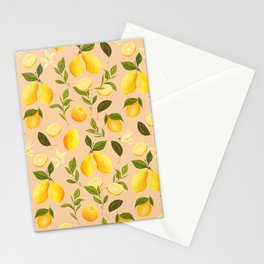 Lemon and Leaves Hand Painted Print Stationery Cards