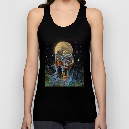 floral animals wolf and stars Unisex Tank Top