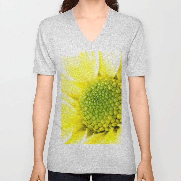 Yellow Daisy Macro Nature Photography V Neck T Shirt